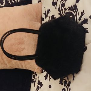 Icing by Claire's Girls Faux Fur Black Purse